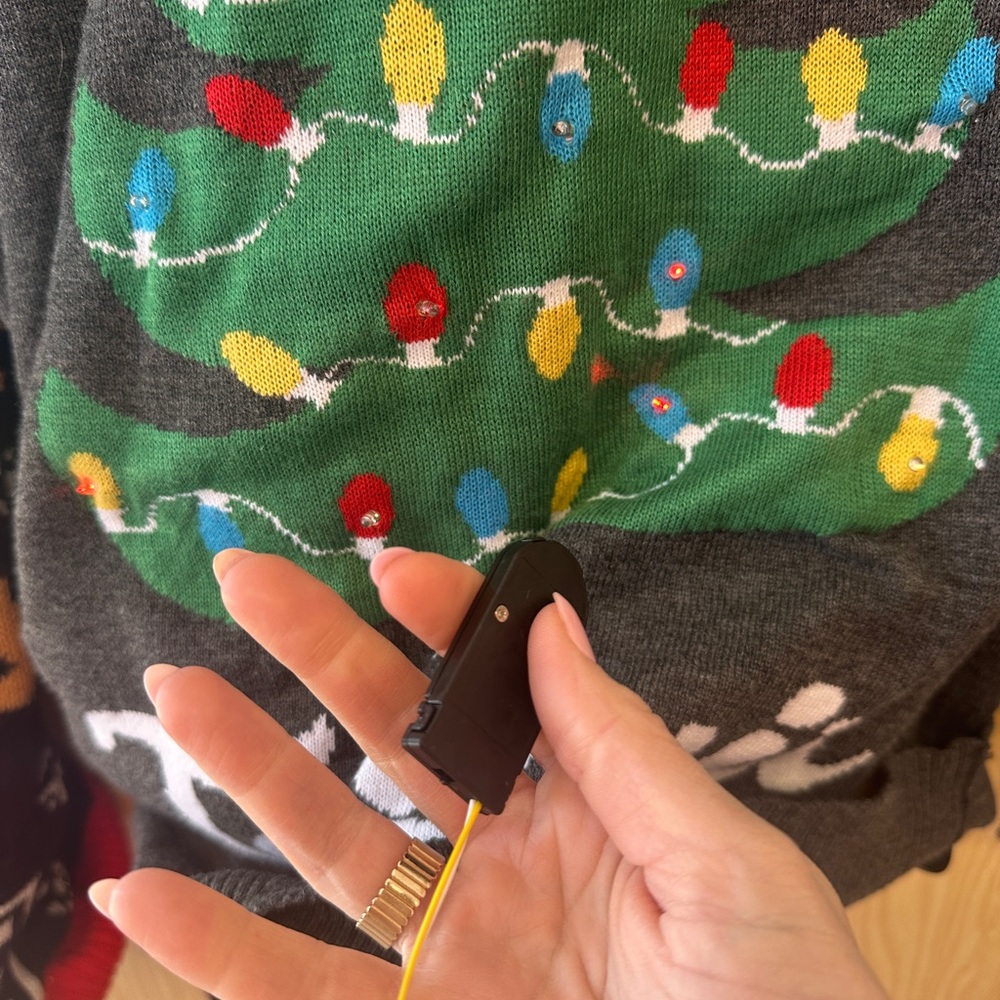 Christmas Tipsy Elves “Too Lit To Quit” LIGHT UP LED Ugly Sweater | Size S - Picture 7 of 9